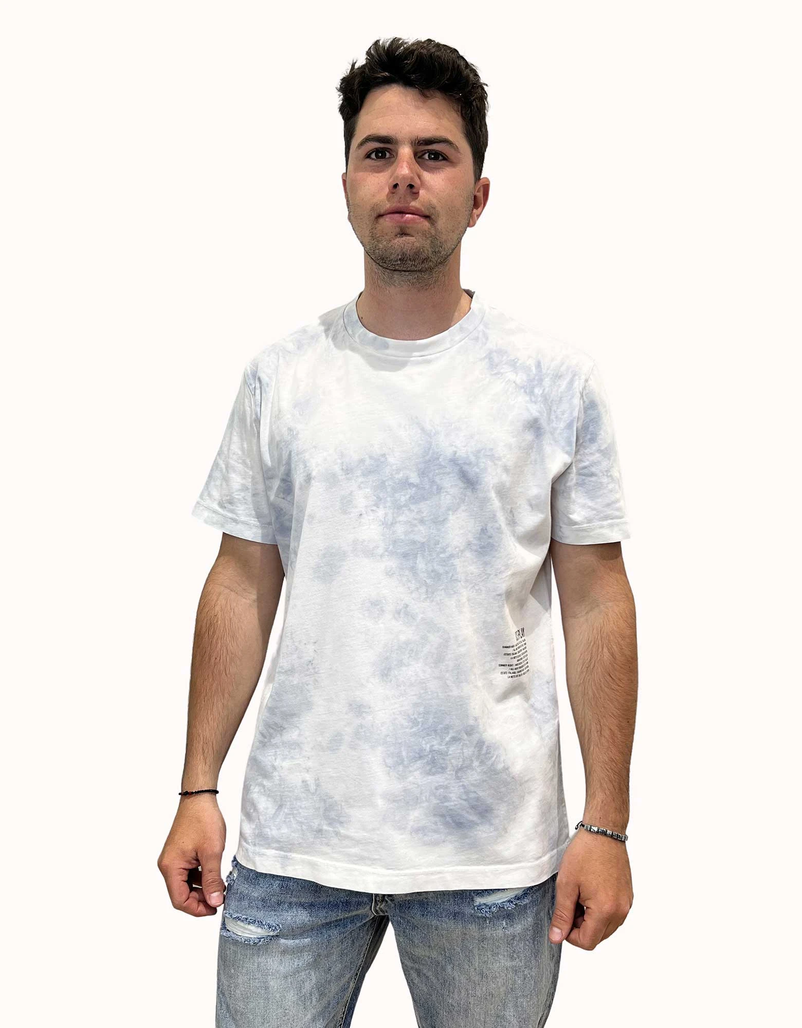 Tie dye jersey t-shirt white grey — Ice Play