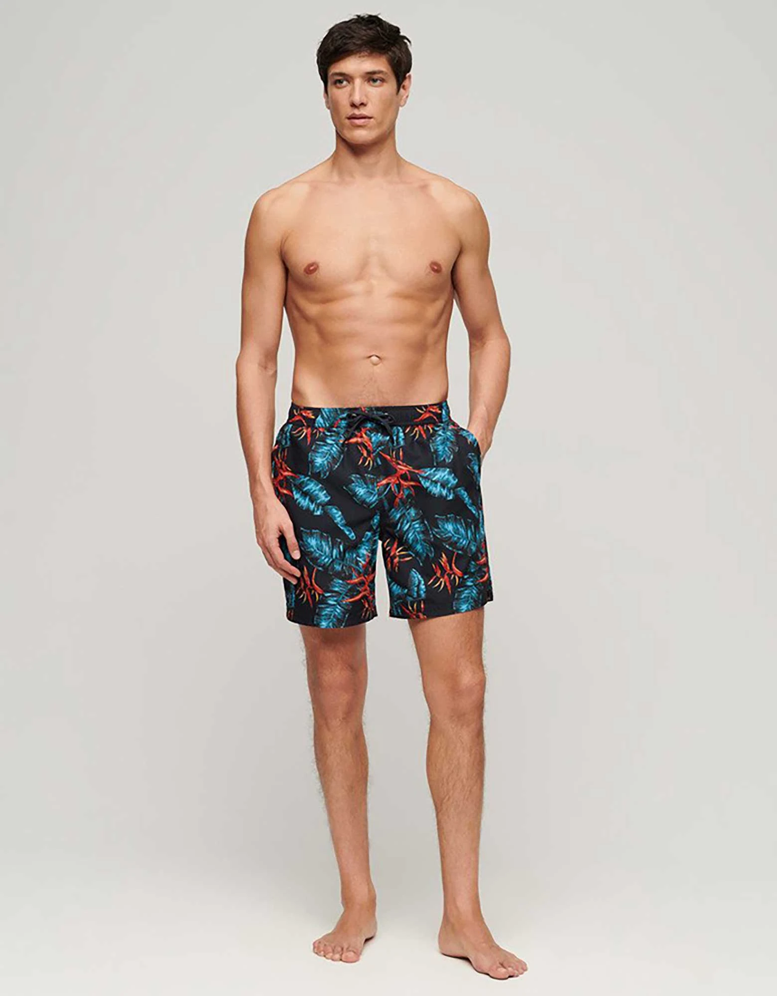 Hawaiian print swim short dark navy fire — Superdry