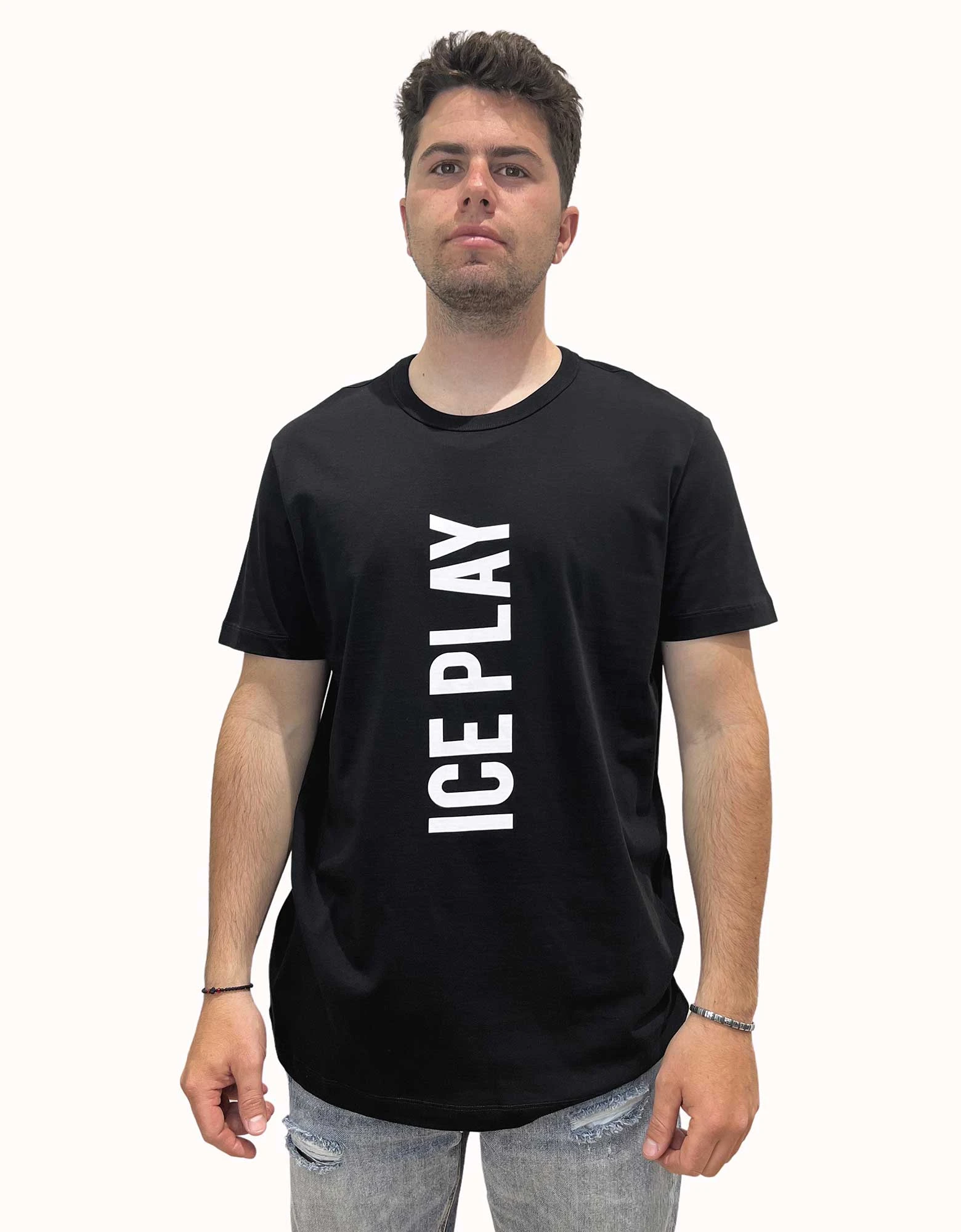Enlarged logo jersey t-shirt black — Ice Play