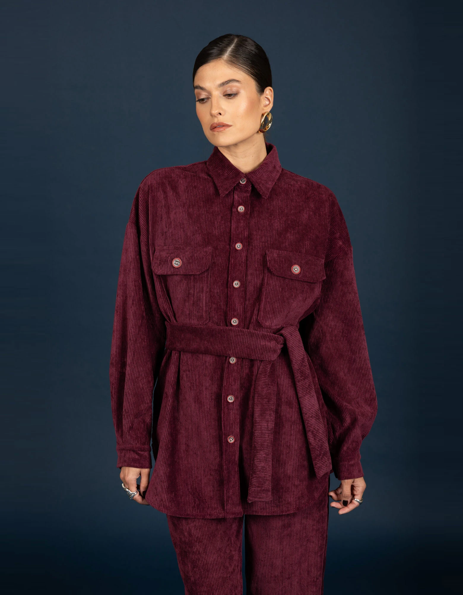 Gwen oversize shirt aubergine — Chaton