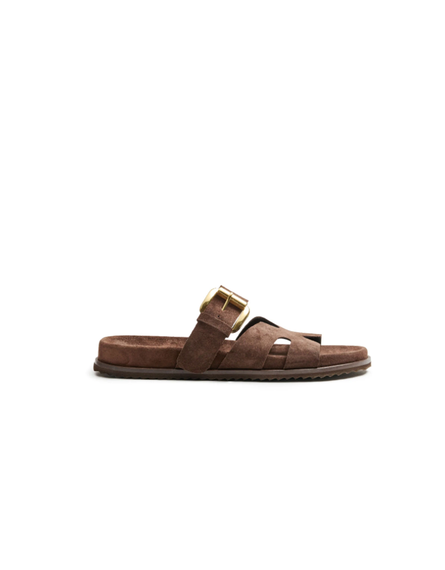 Dark brown cross suede sandals 61312 — Ateneo
