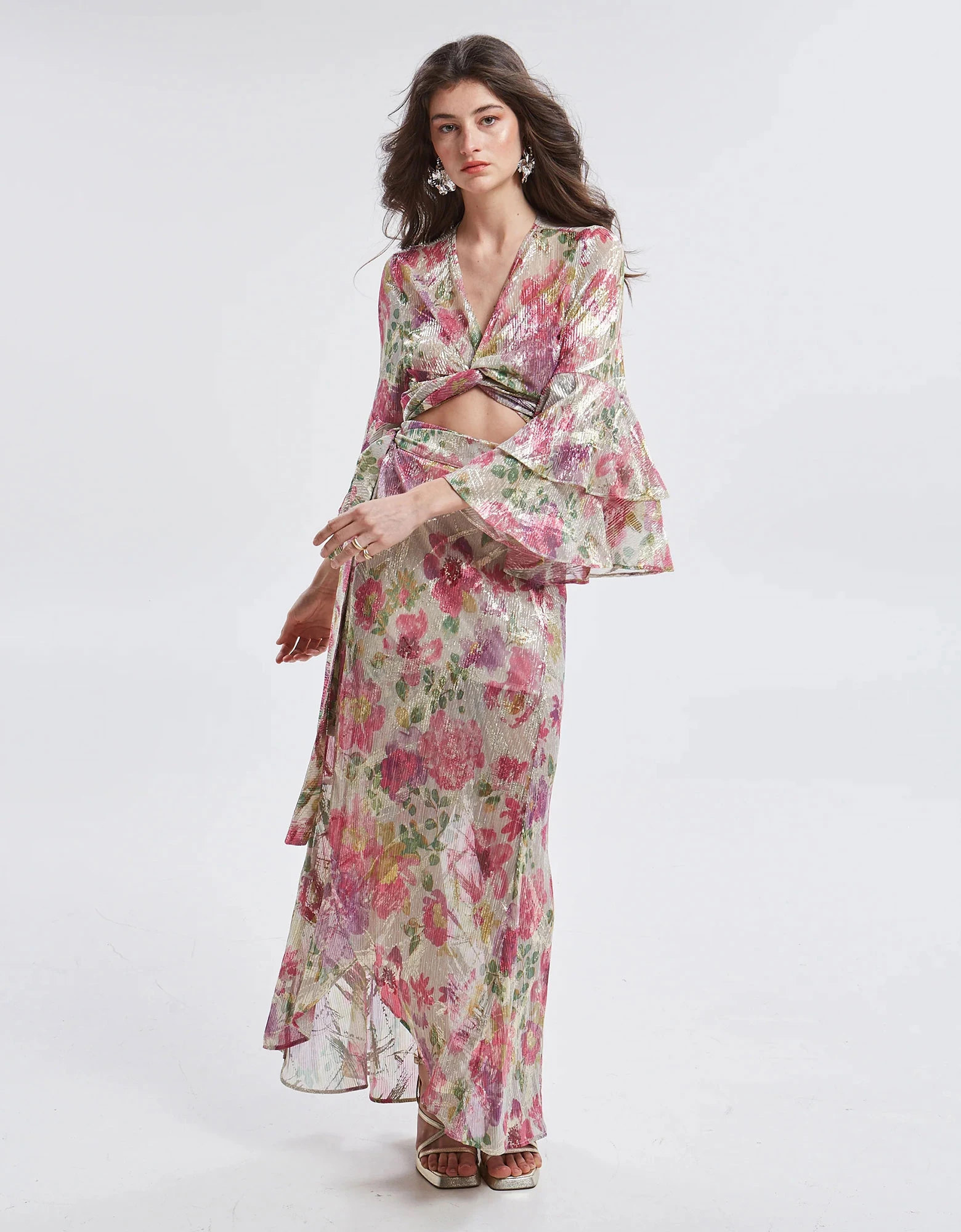 Amaris pleated floral wrap skirt — Ananke Clothing