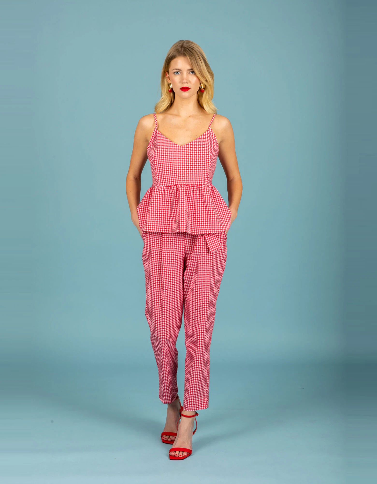 Aelia poplin pants red — Chaton