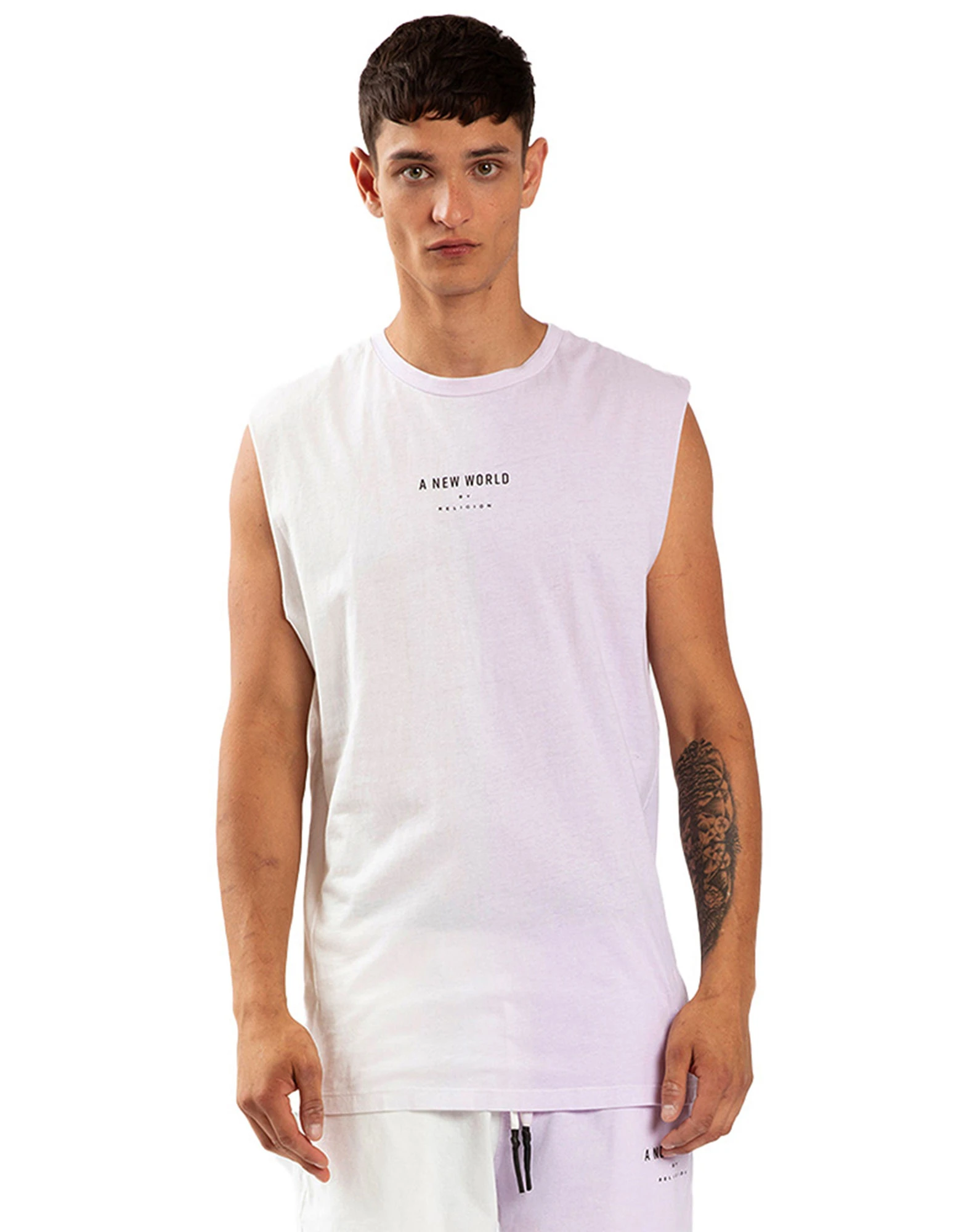 Fade vest tee off white/lavender — Religion
