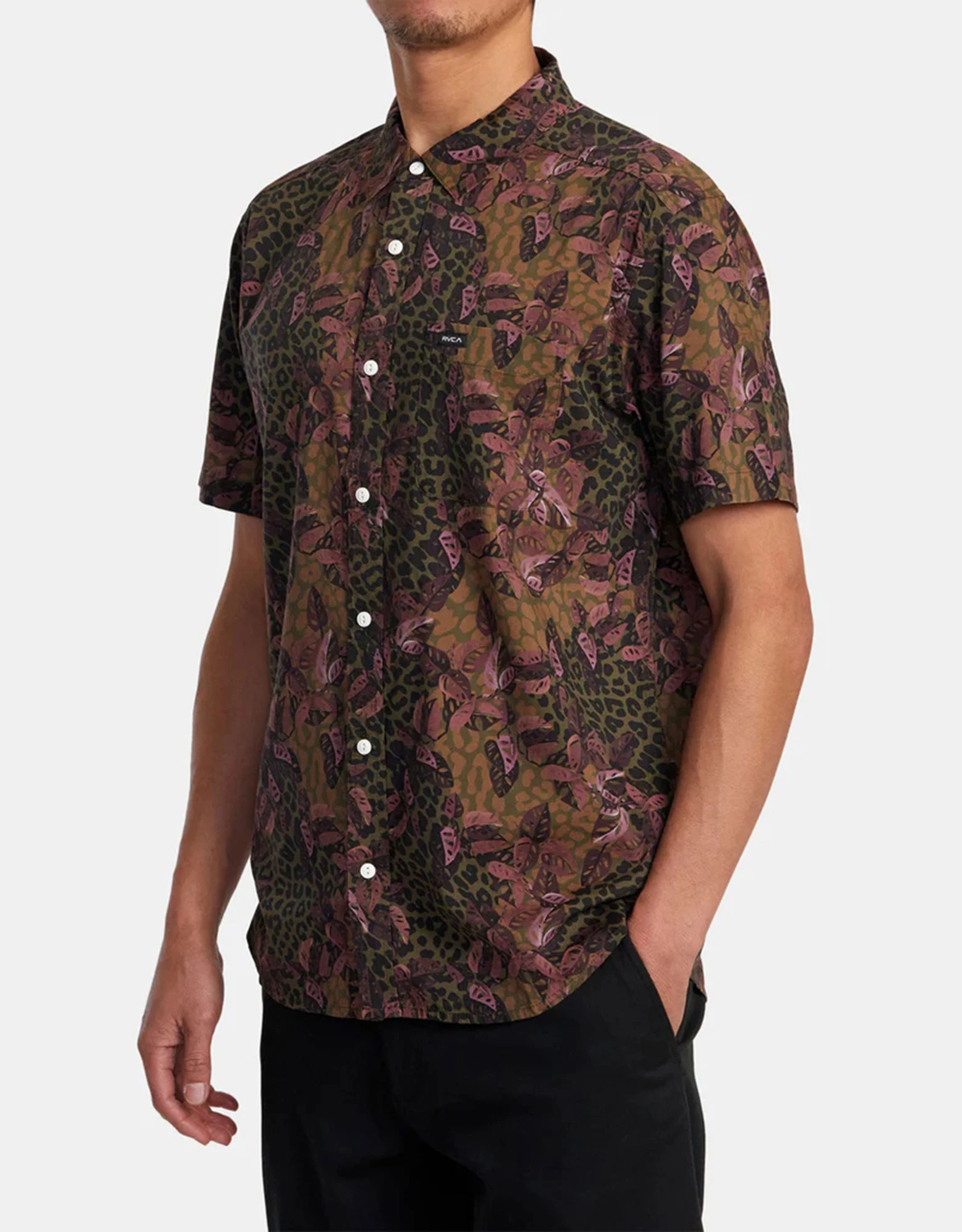 Rvca Anytime short sleeve animal printed floral shirt — photo 4 of 5