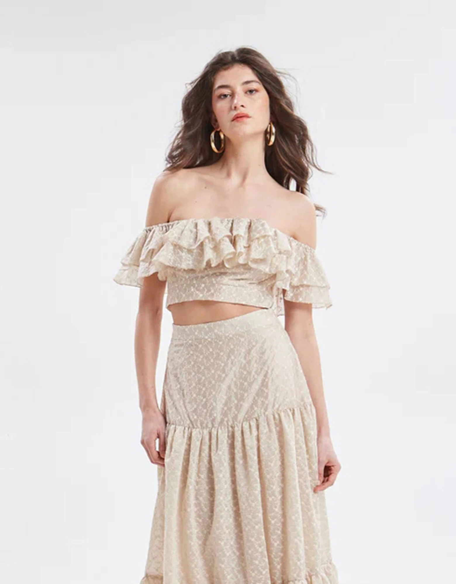 Kaira embroidered ruffle top — Ananke Clothing
