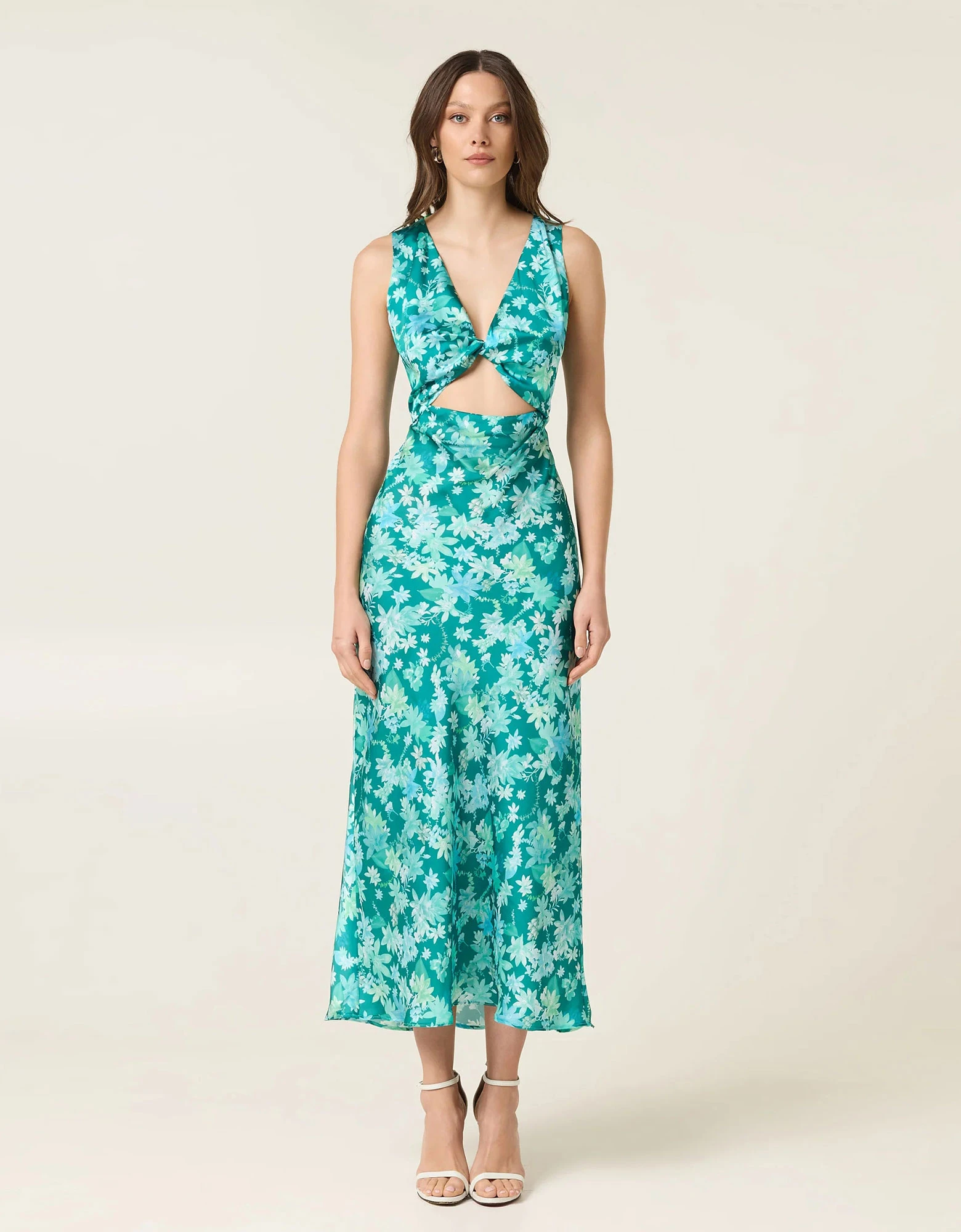 Botanical midi satin dress — Eveleya