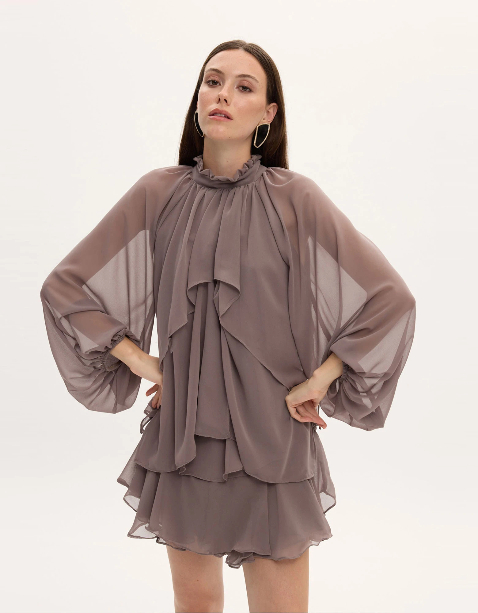 Melanie grey ruffle dress — Ciel Concept