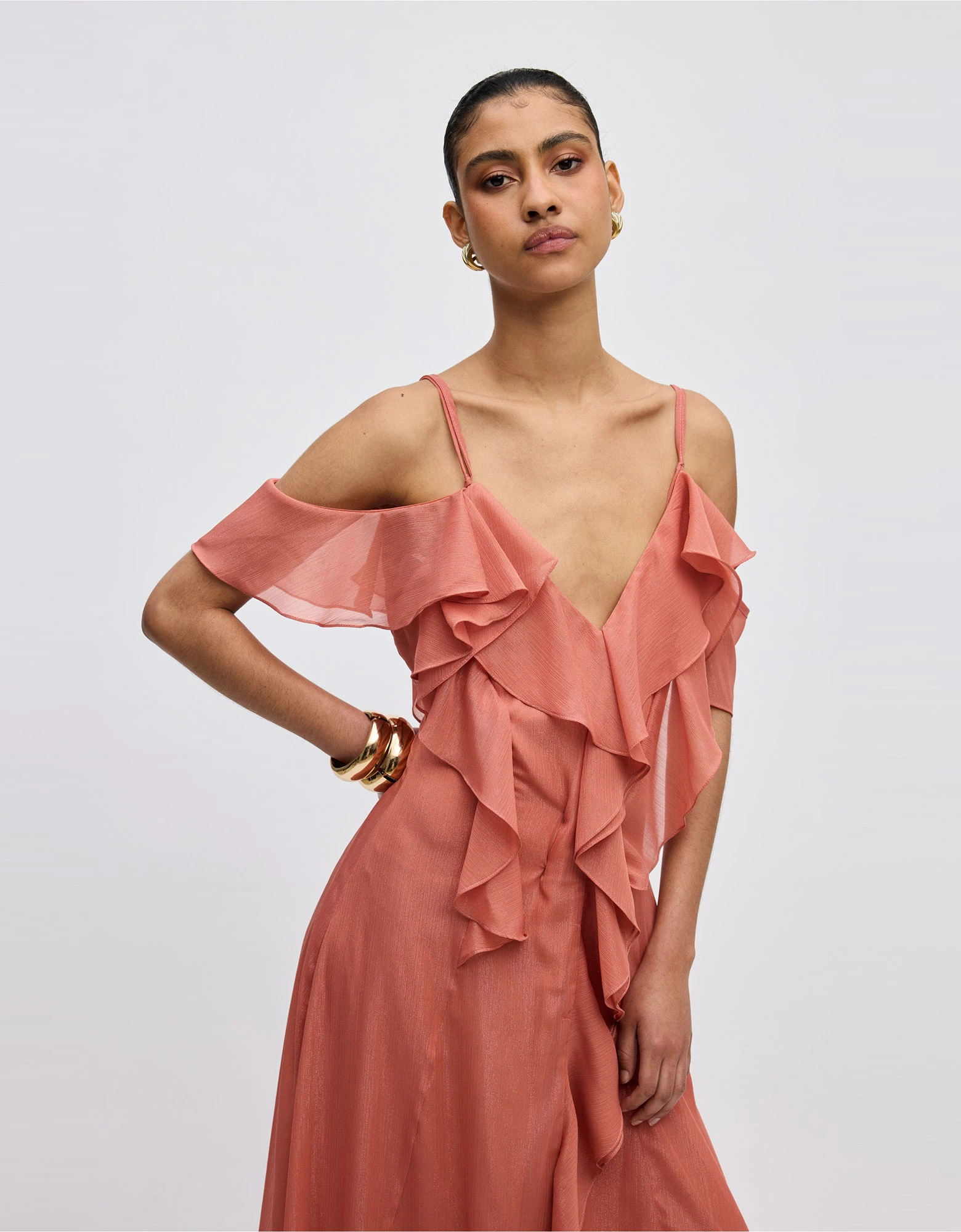 Agapi ruffle dress salmon — Ciel Concept