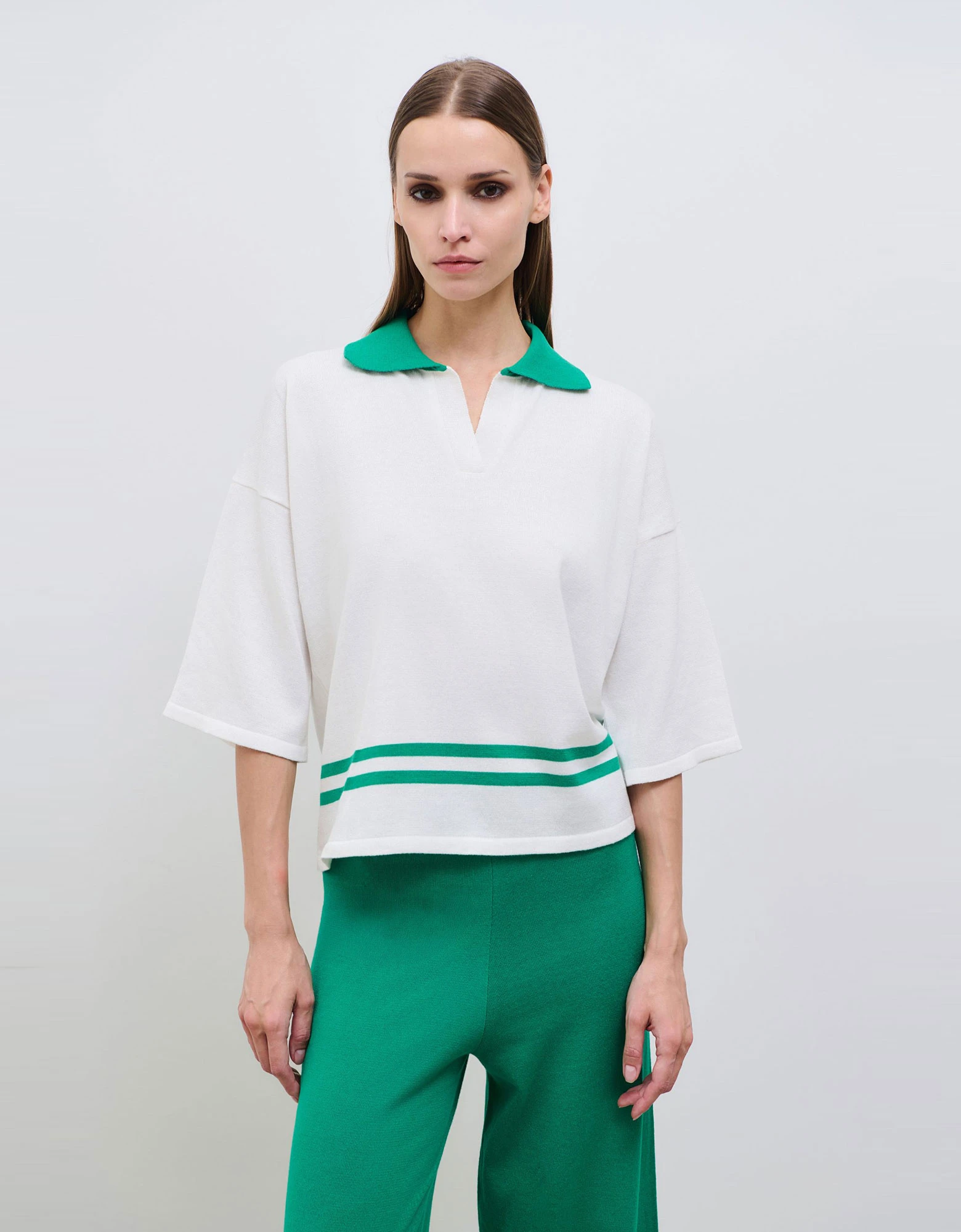 Emerald knit polo — Combos Knitwear