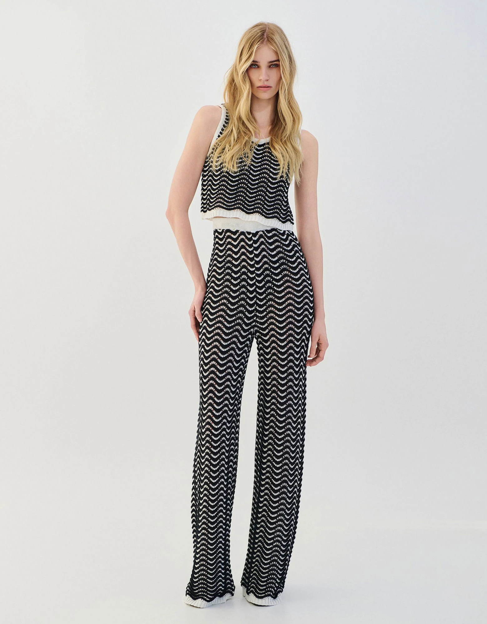 Two tone knit pants black — Combos Knitwear