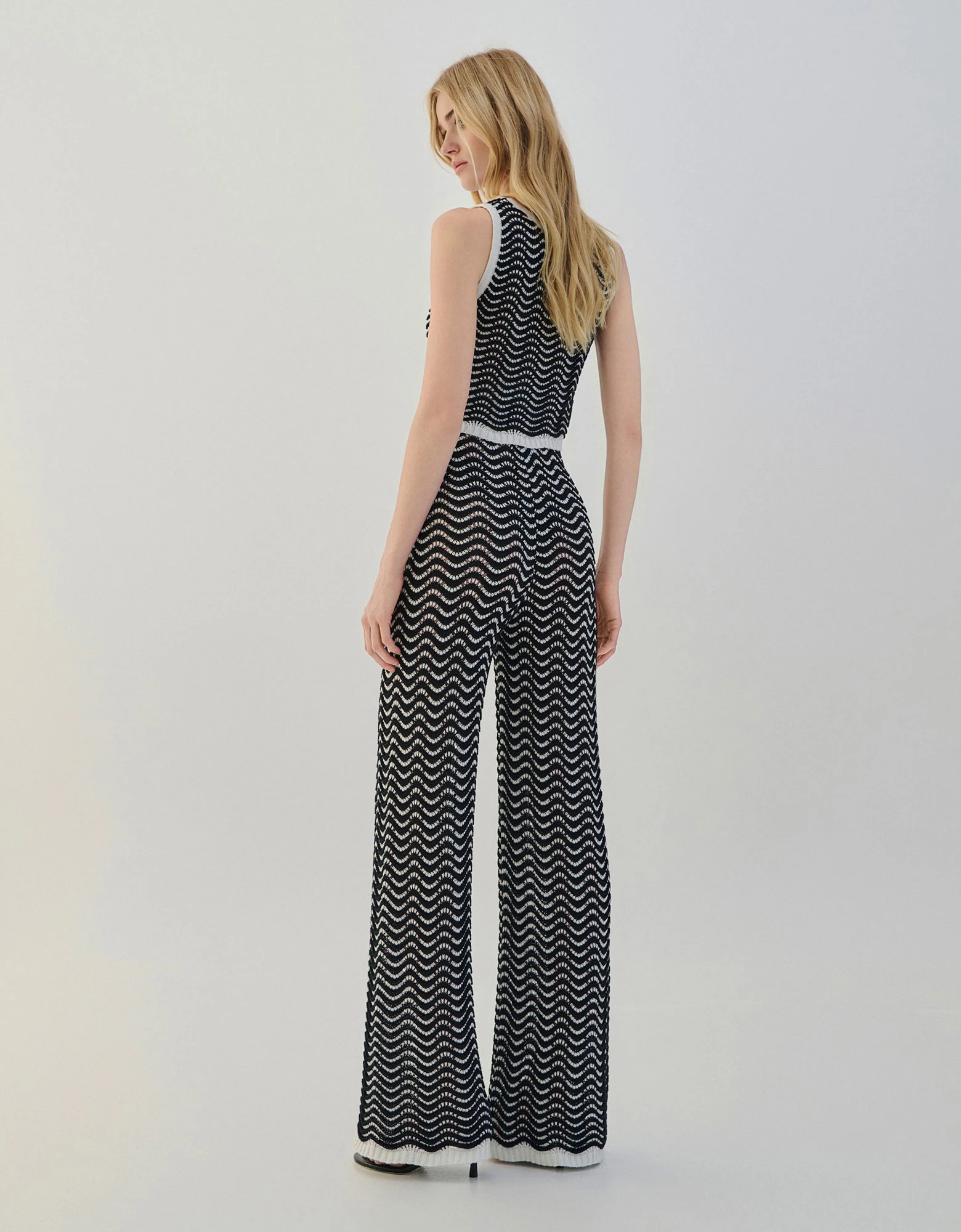 Combos Knitwear Two tone knit pants black — φωτογραφία 4 από 4
