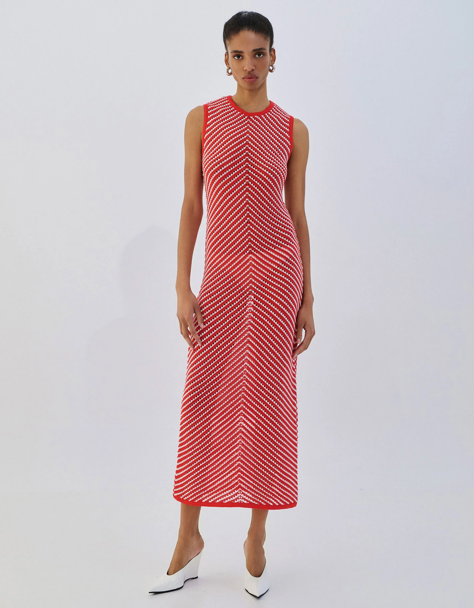 Two tone maxi knit dress coral — Combos Knitwear