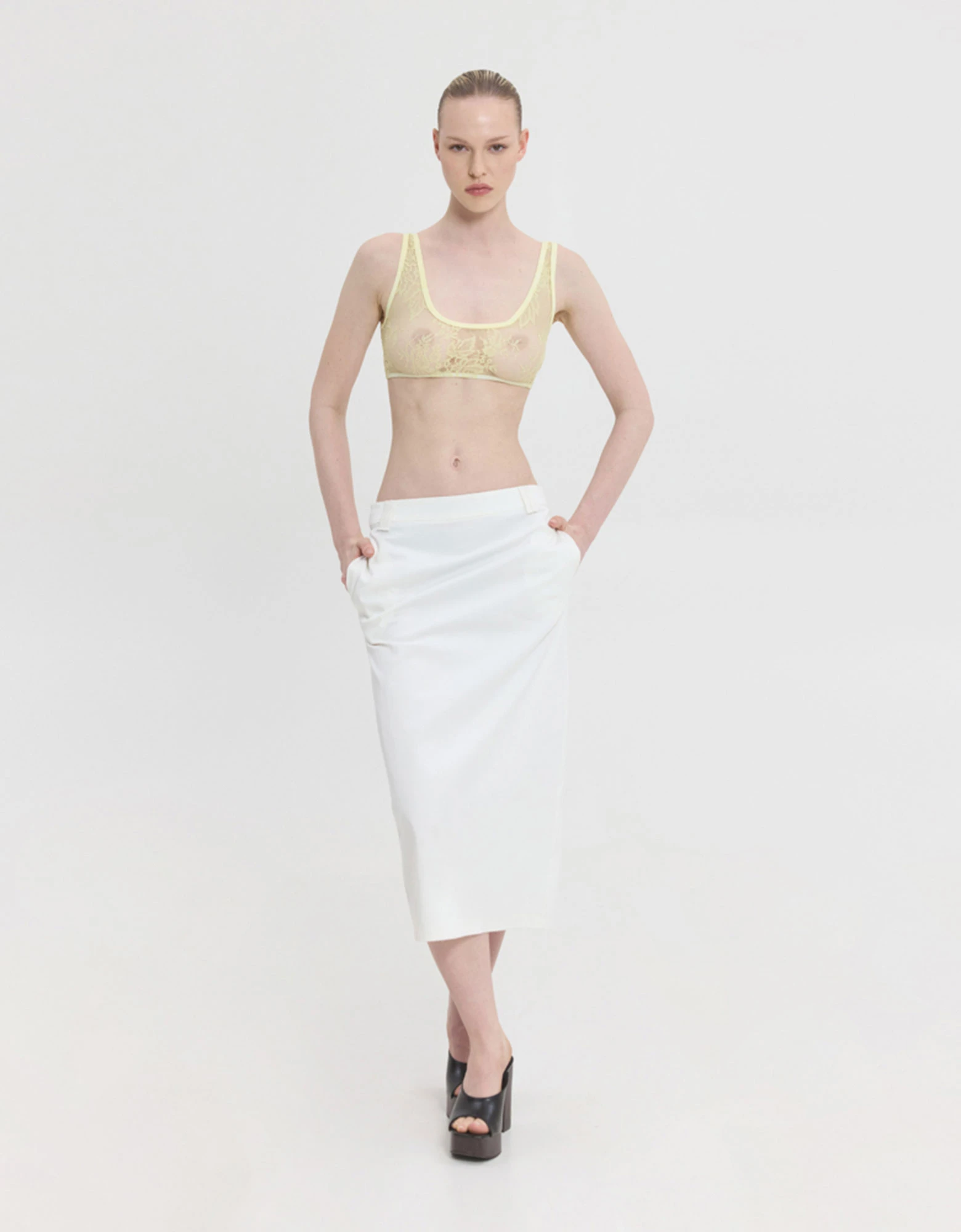 Devon midi skirt white — Sunset go
