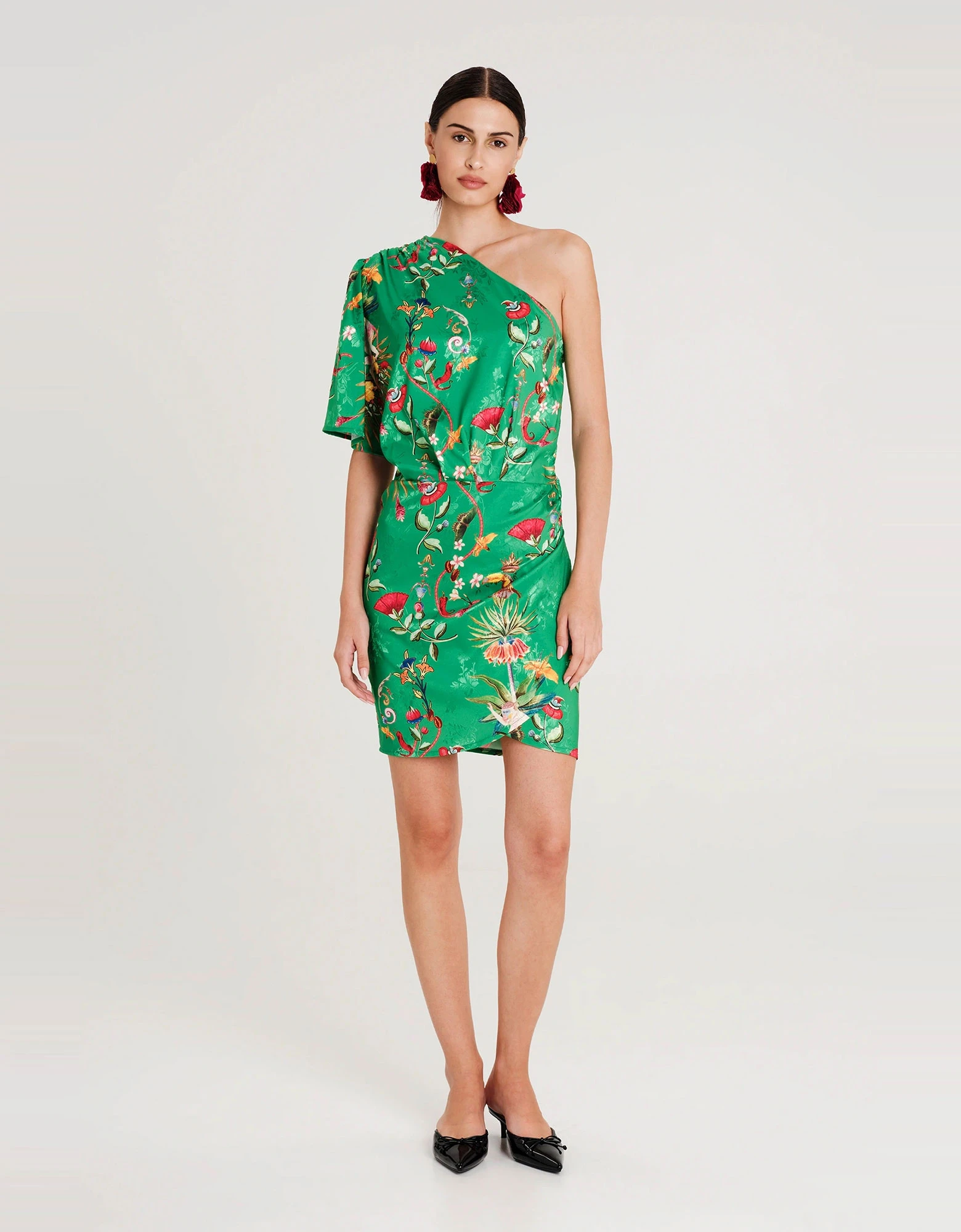 Exotic one shoulder mini jacquard dress — Peace and Chaos