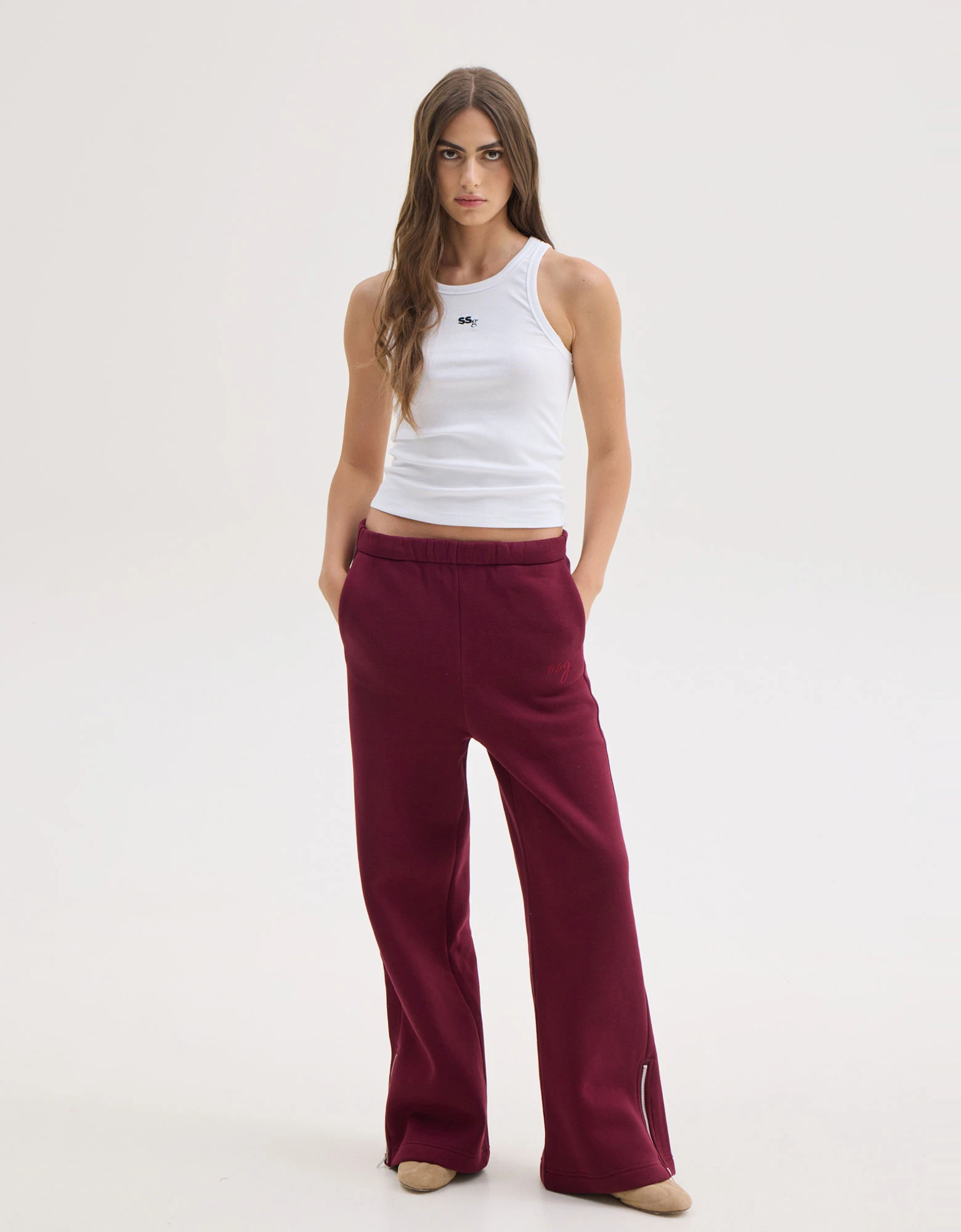 Hailey sweatpants aubergine — Sunset go