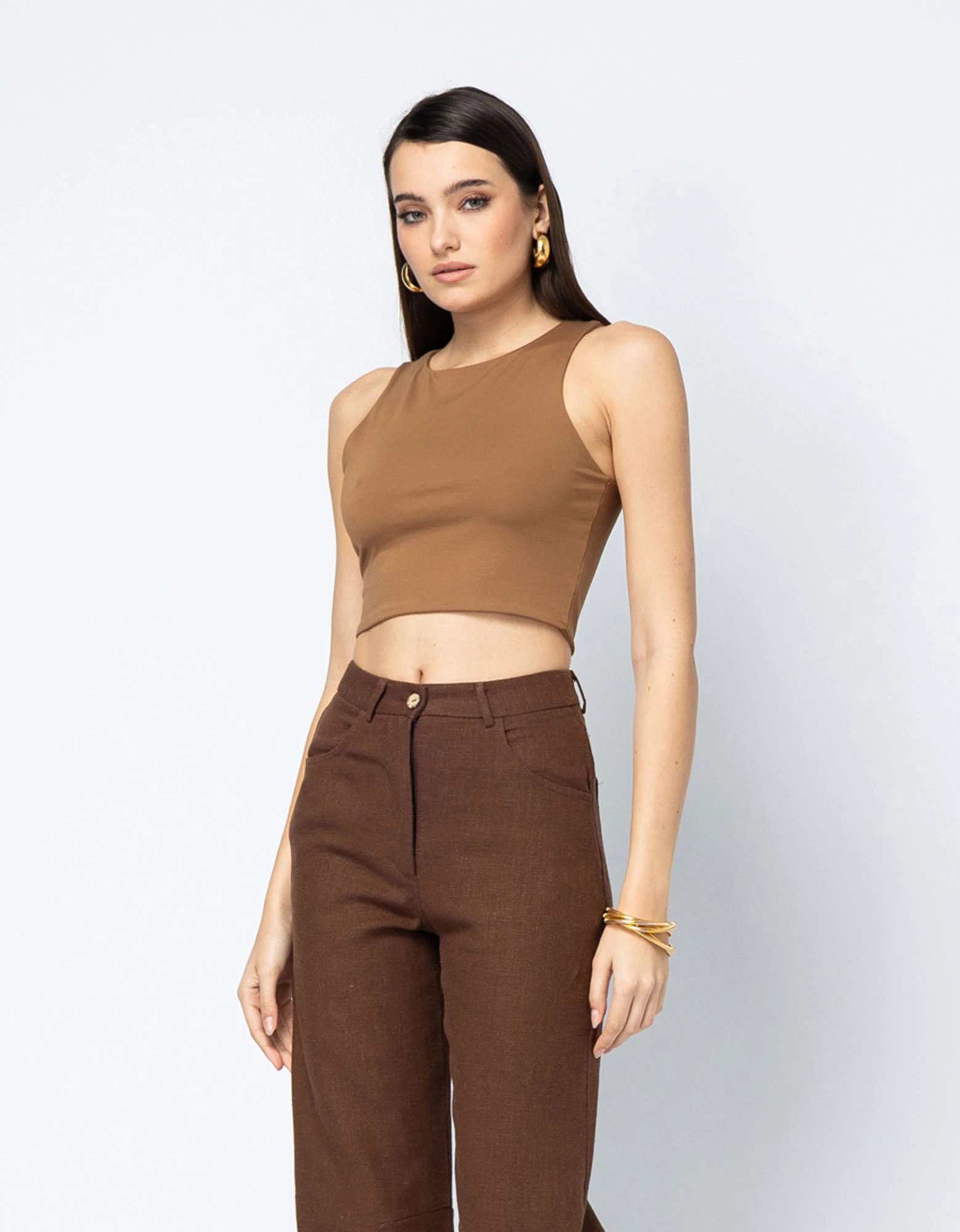 Isabel crop top brown — Foreveryoung