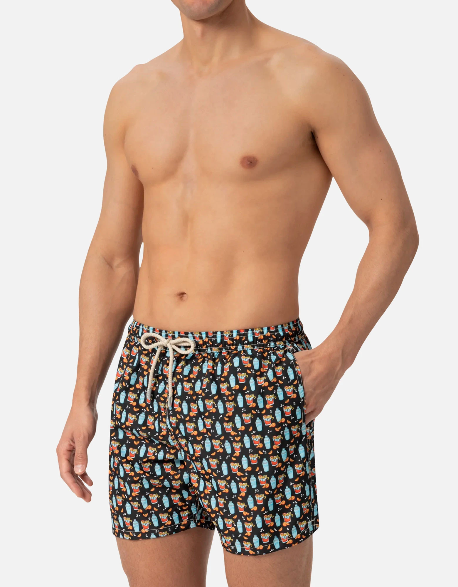 Lightweight fabric swim shorts lighting with negroni print — MC2 Saint Barth