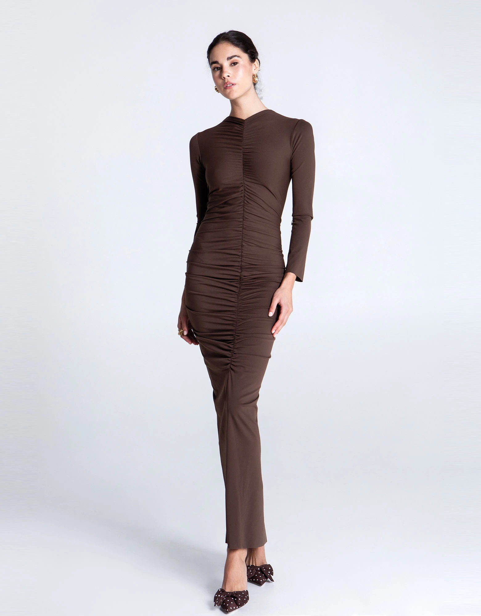 Mocha curved maxi dress — Eveleya