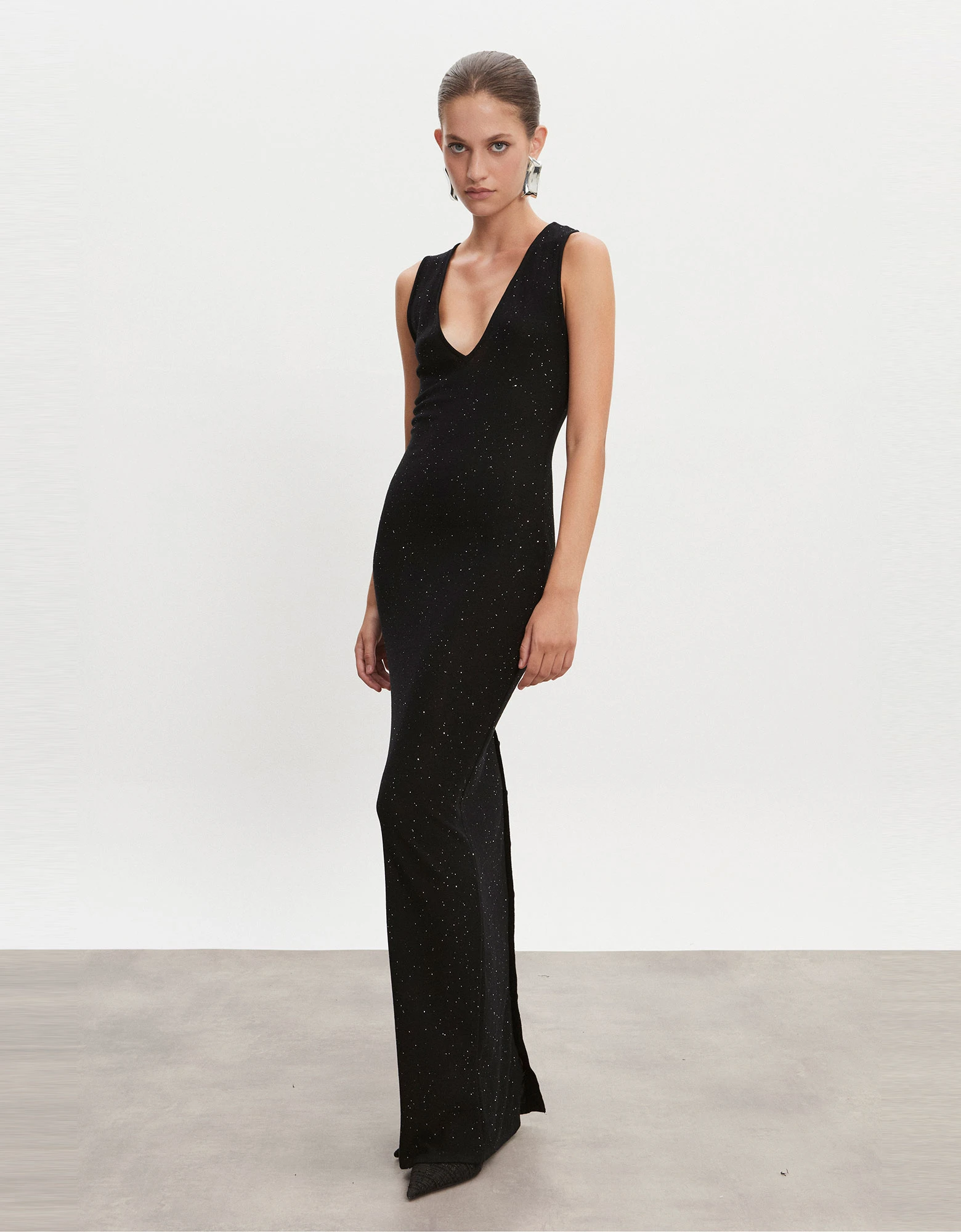 Magnetic knitted maxi dress black — Nadia Rapti