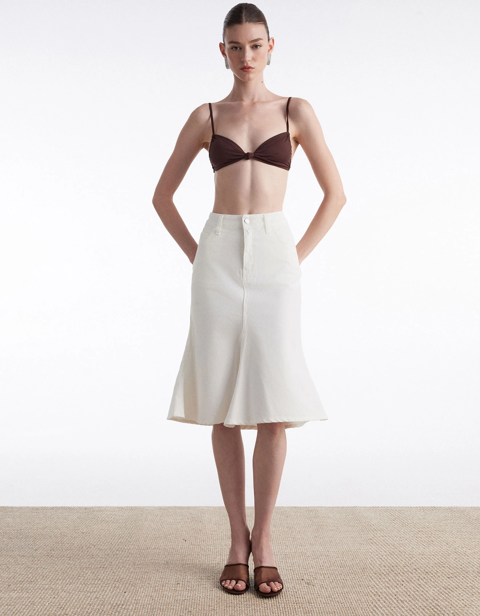 Silia denim skirt white — Nadia Rapti