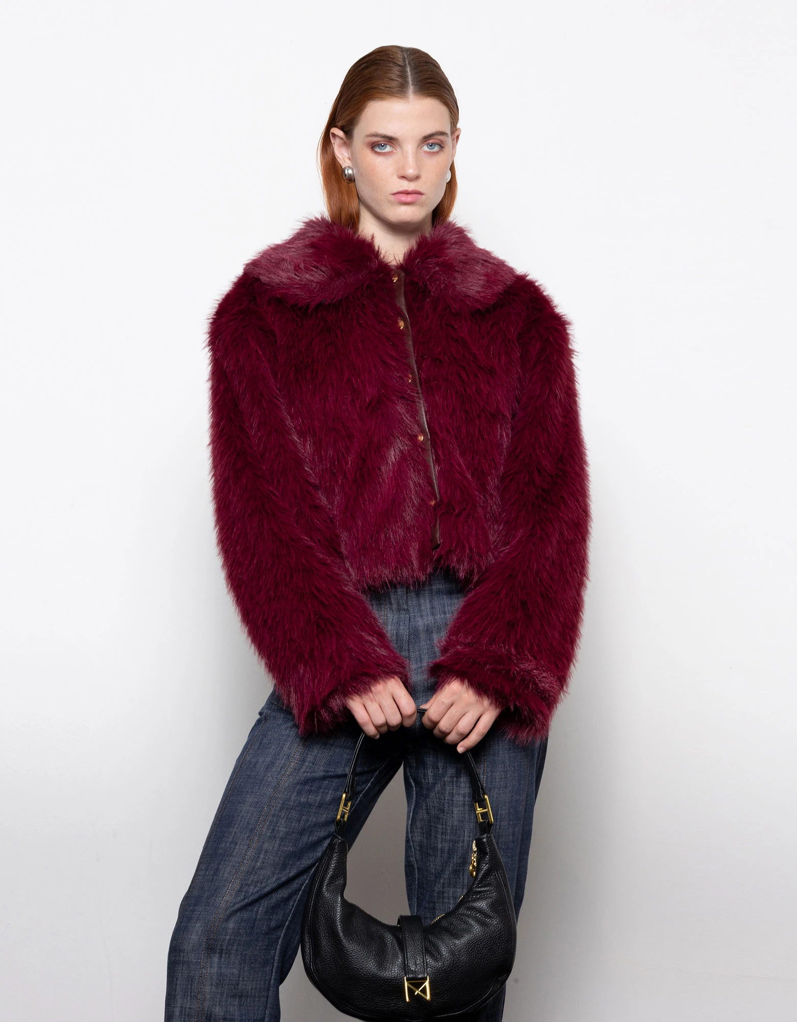Orellia faux fur burgundy — Mallory the label