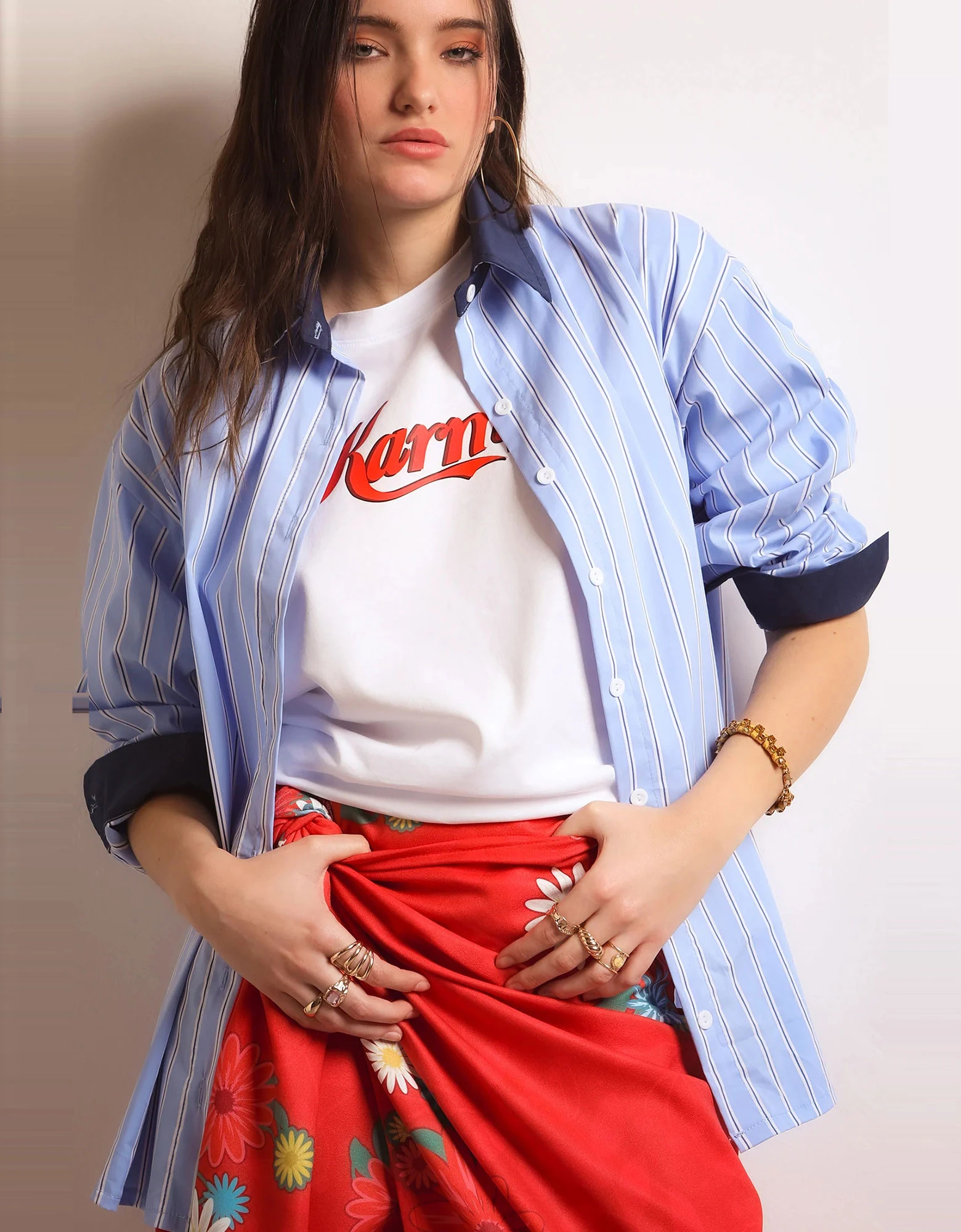 Sky blue stripes shirt — Bee Me