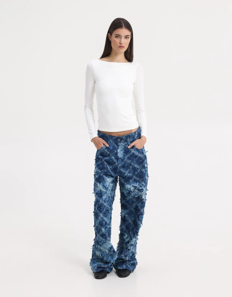 Monica rhombus jeans tie die — Sunset go