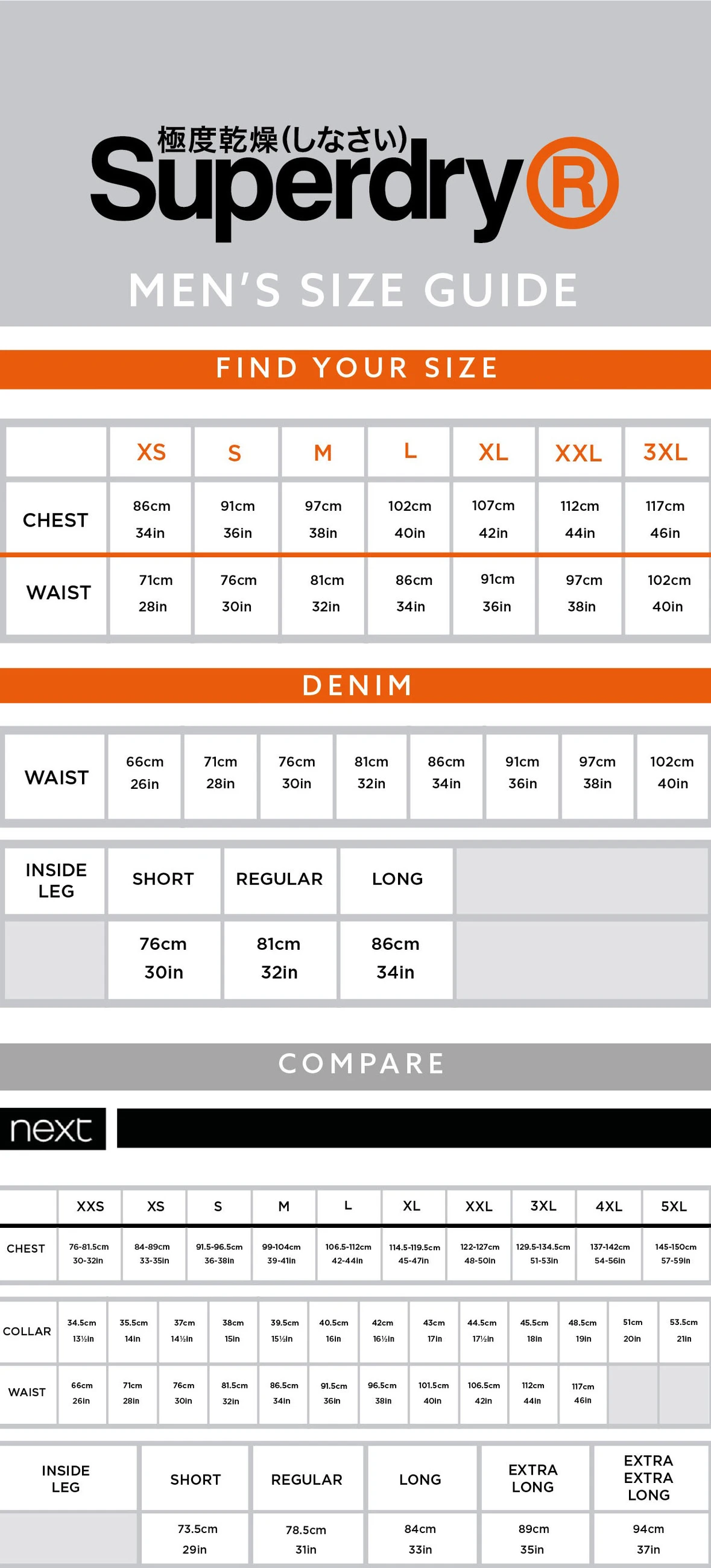 Size guide — Superdry