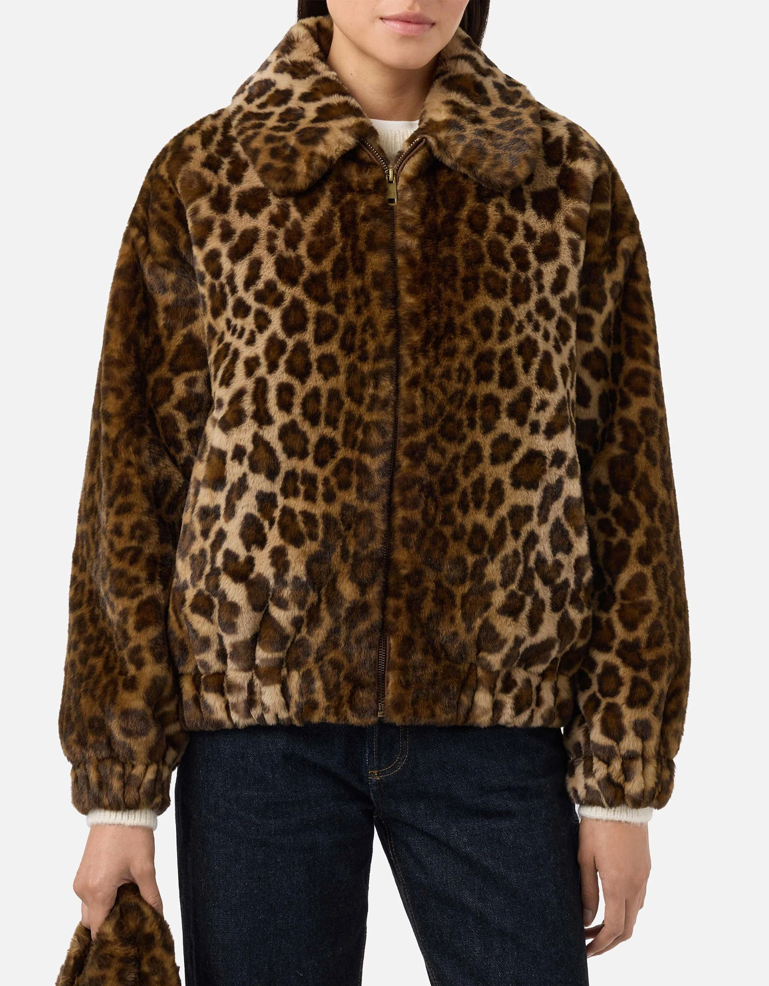 Aveline faux-fur jacket with leopard print — MC2 Saint Barth