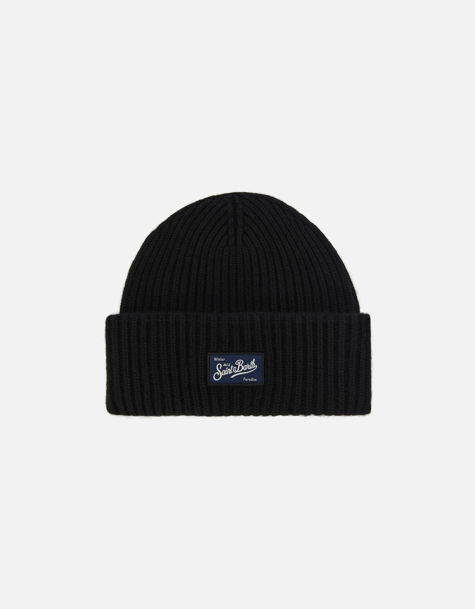 Berry w ribbed cashmere-blend beanie in black — MC2 Saint Barth