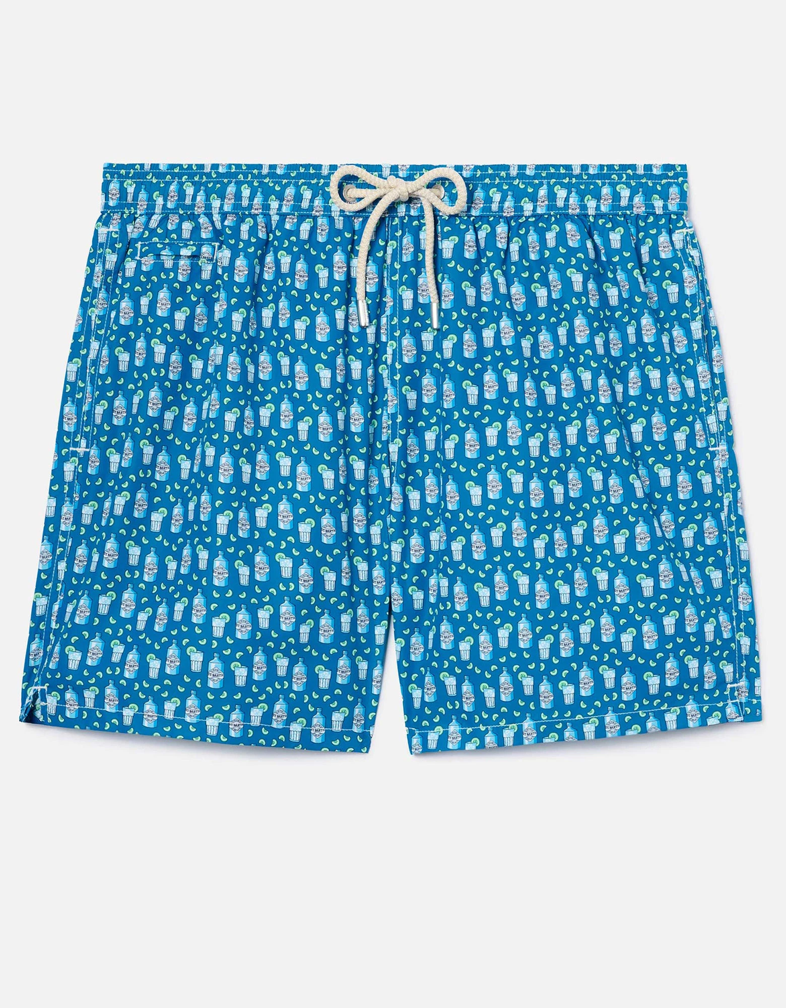 Light blue lighting micro swim shorts with cocktail print — MC2 Saint Barth
