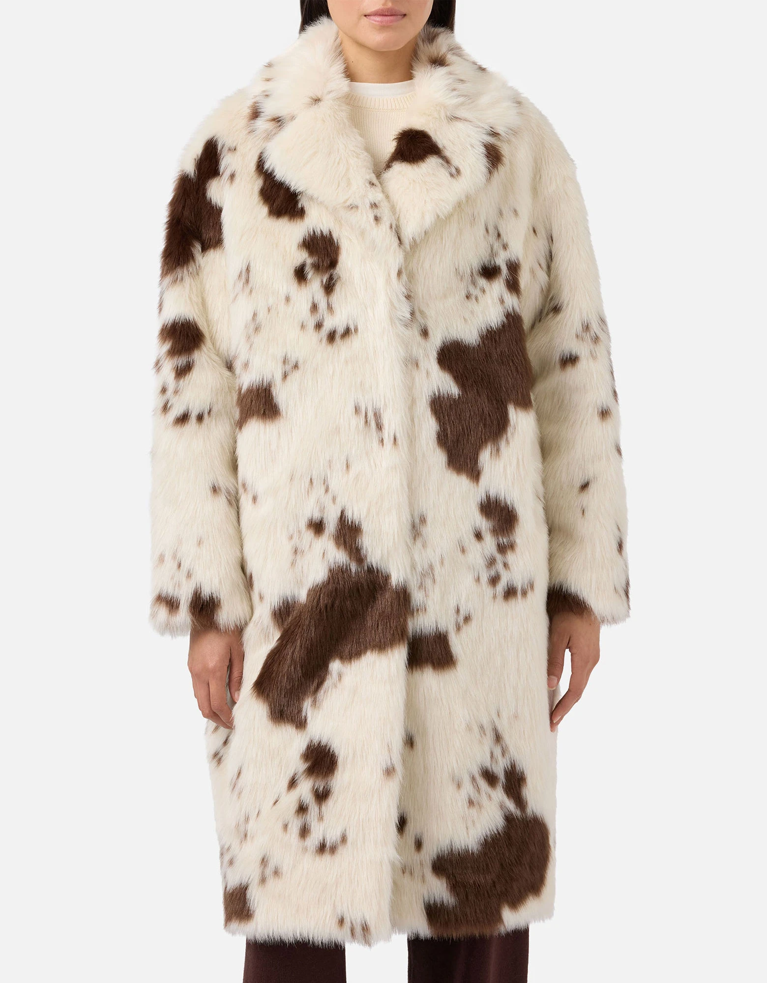 Rouge faux-fur coat with cow print — MC2 Saint Barth