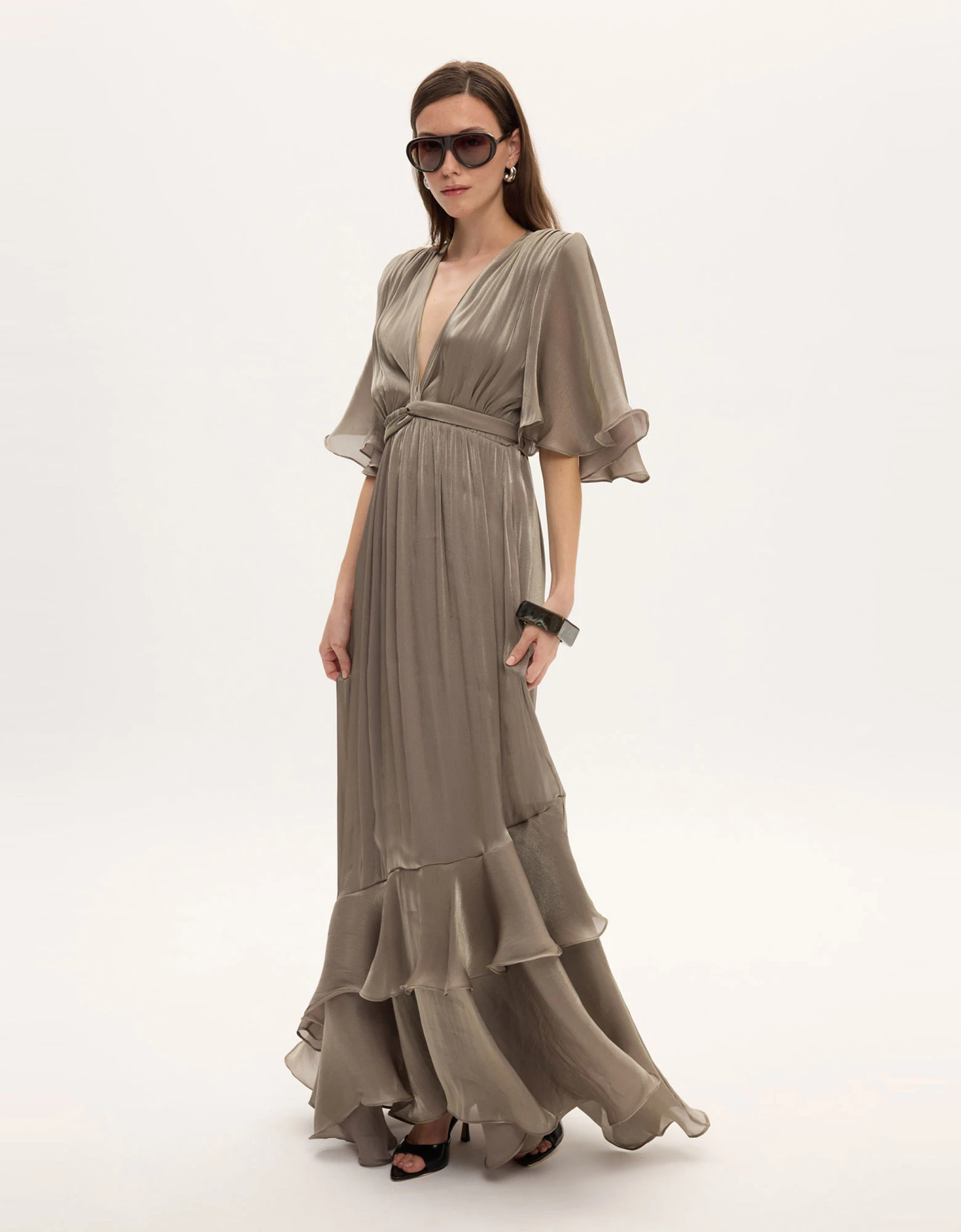 Fall for you long ruffle dress grey — Ciel Concept