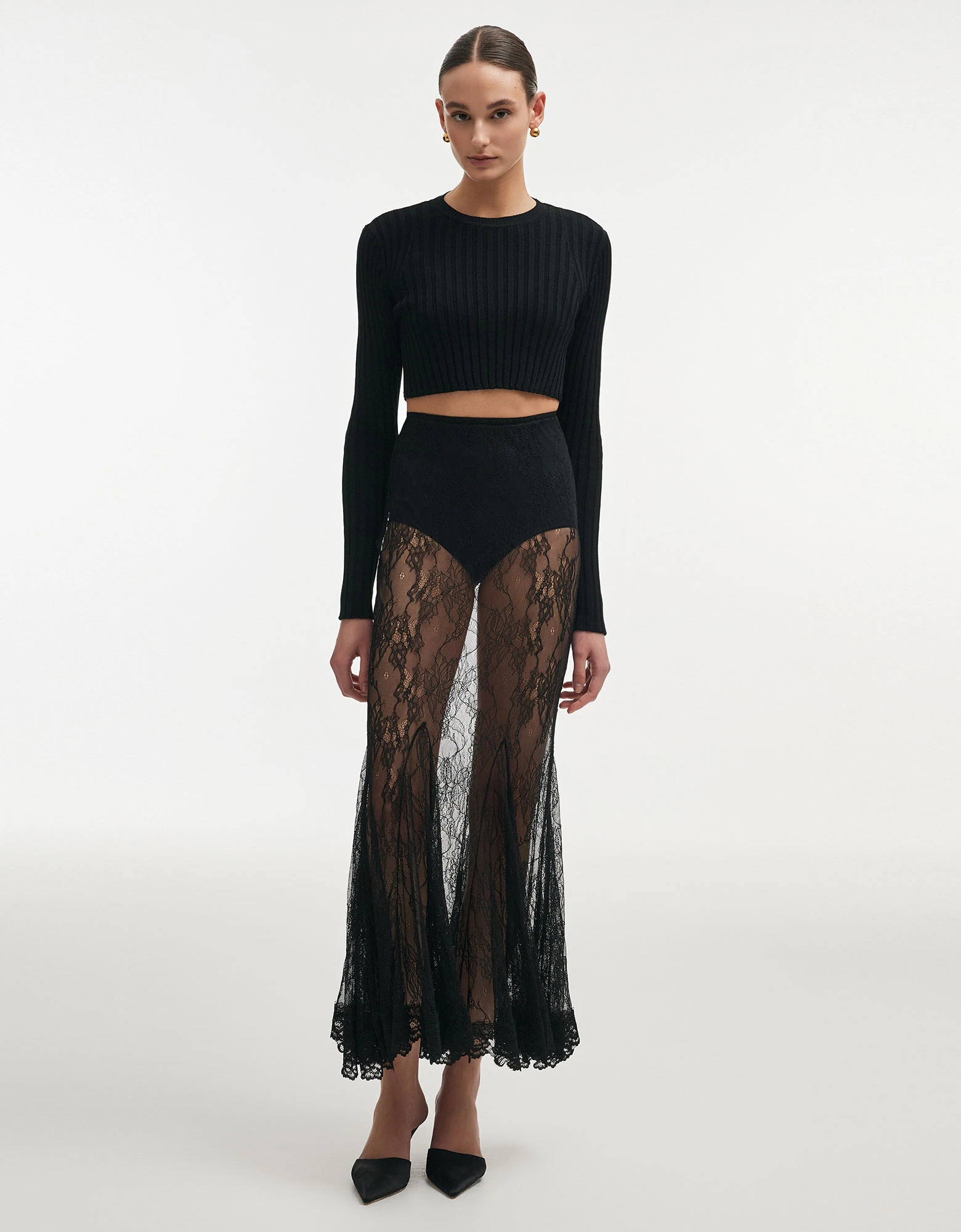 Veil maxi skirt black — Nadia Rapti