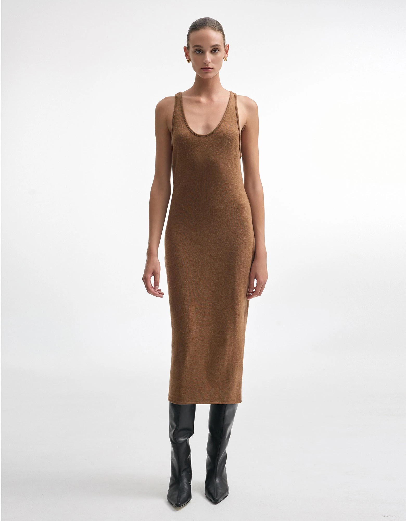 Whitney sleeveless dress brown — Nadia Rapti